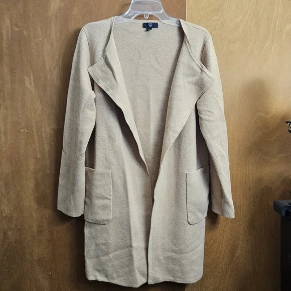 J. CREW 365 Womens Long Sleeve Open Front Cardigan Sweater Duster Beige Medium - Picture 3 of 8